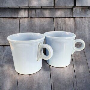Fiesta ware Pottery Ceramic Coffee Mug Cup Light Blue Glaze USA Mugs Set 2 VTG